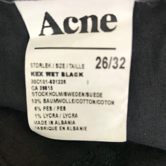 NWOT Acne Kex Wet Black Woman's 5 Pocket Zip Up Jeans Size 26 - Picture 8 of 8